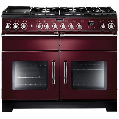 Rangemaster Excel 110 Dual Fuel Range Cooker Cranberry/Chrome Trim